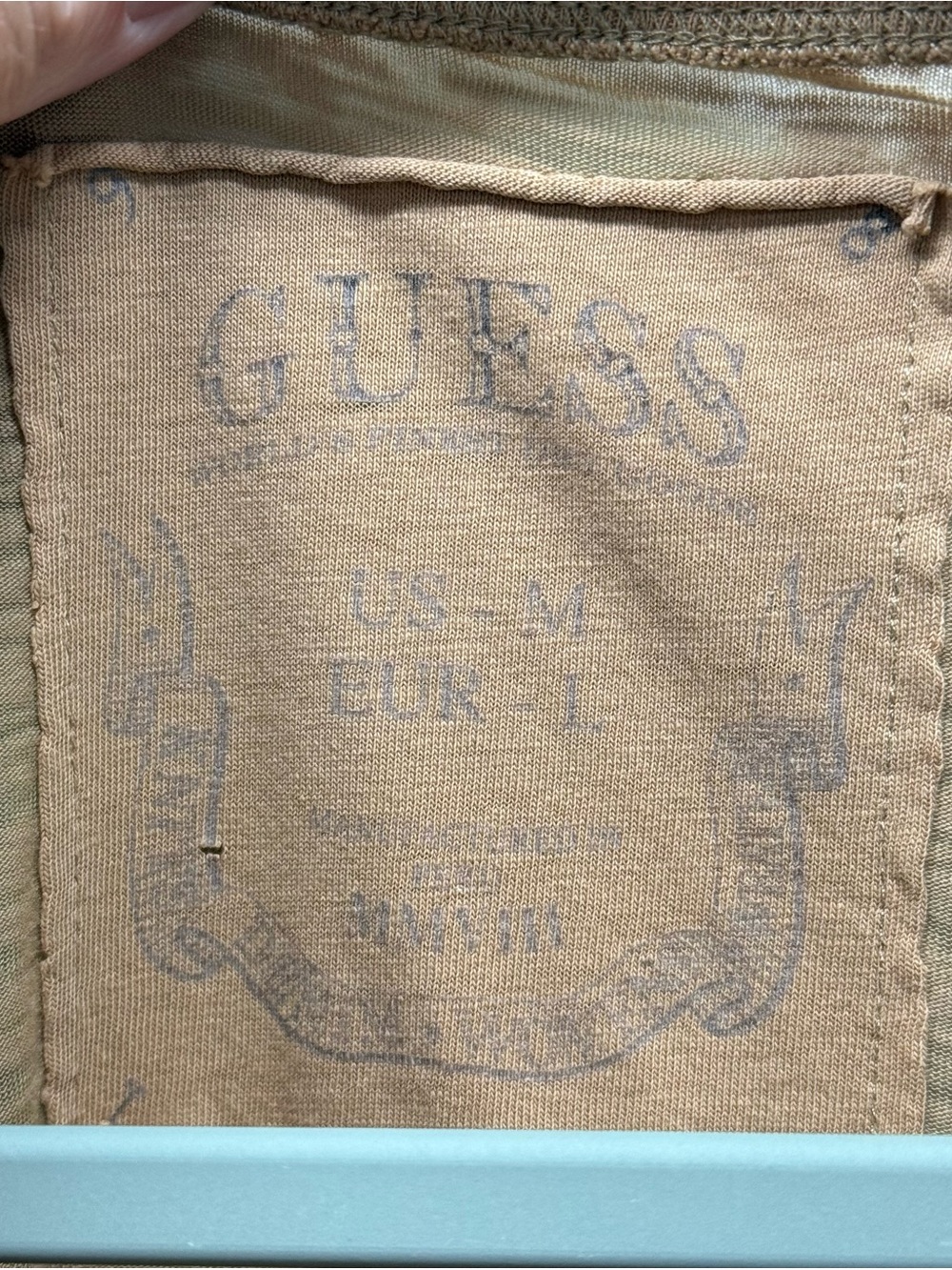 GUESS Men’s Short Sleeve Graphic Pocket Tee - Tan - Picture 3 of 6